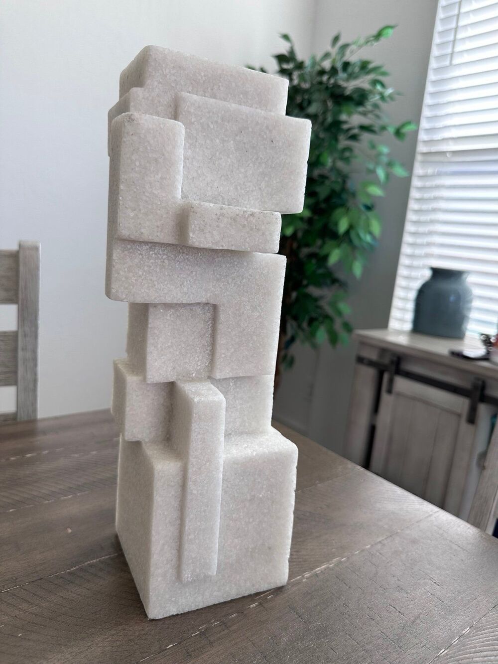 $430 Uttermost Jumble Sculpture Granulated Marble Art Deco Cubist Abstract Decor
